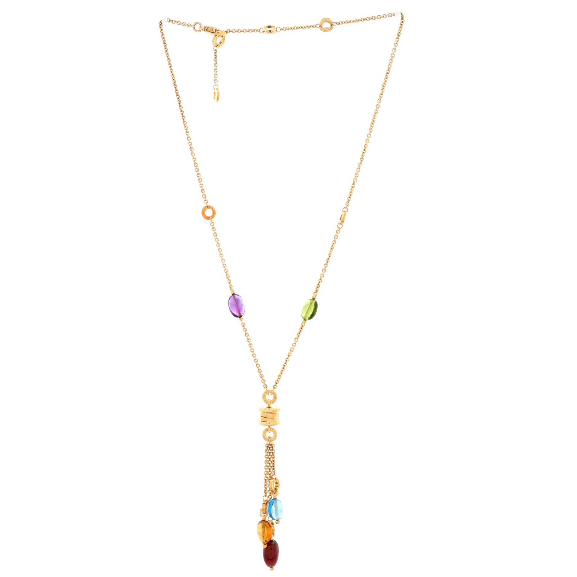 B.Zero1 Lavalier Necklace 18K Yellow Gold with Amethyst, Peridot, Citrine, Garnet, and Blue Topaz