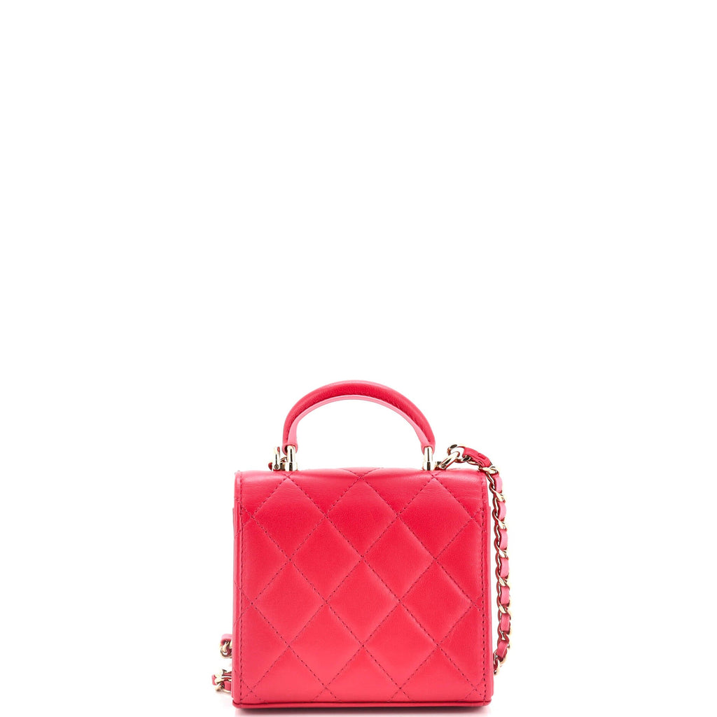 Square Classic Flap Top Handle Clutch with Chain Quilted Lambskin