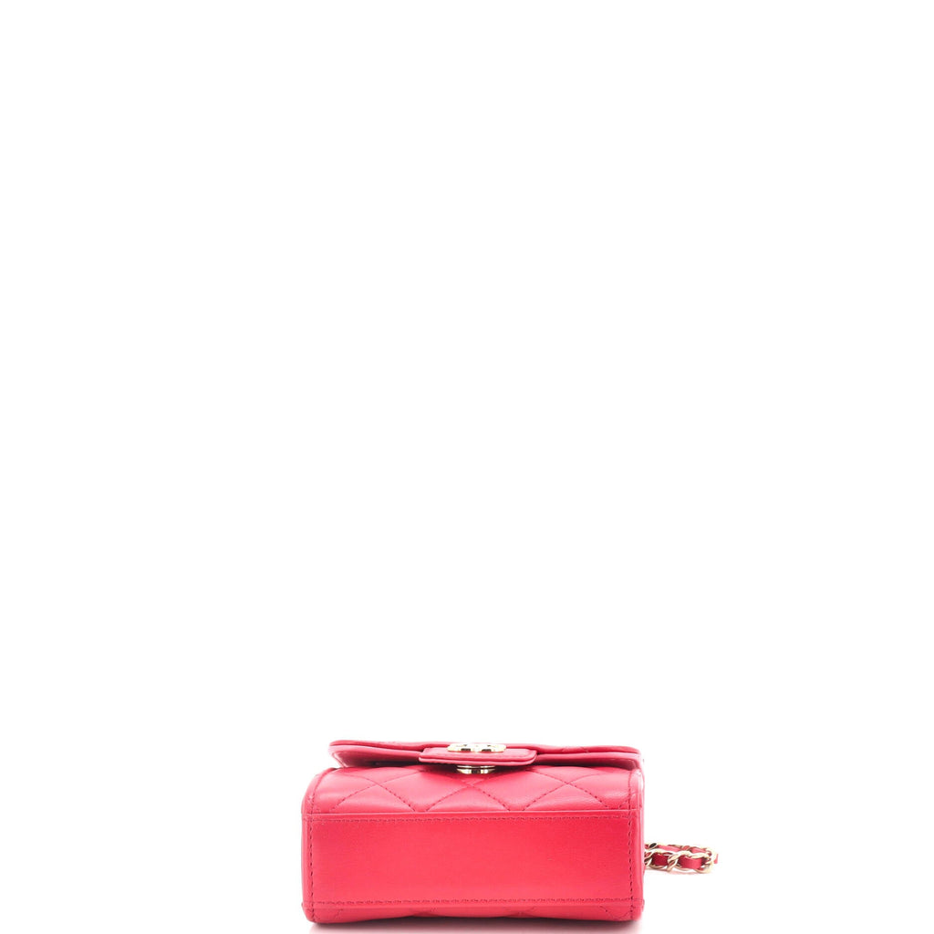 Square Classic Flap Top Handle Clutch with Chain Quilted Lambskin