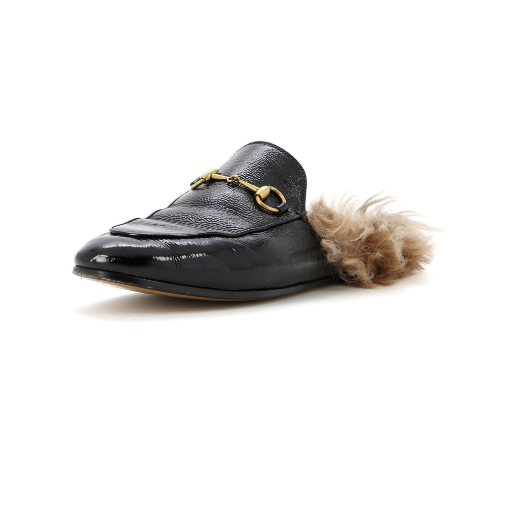 Women's Princetown Mules Patent with Fur