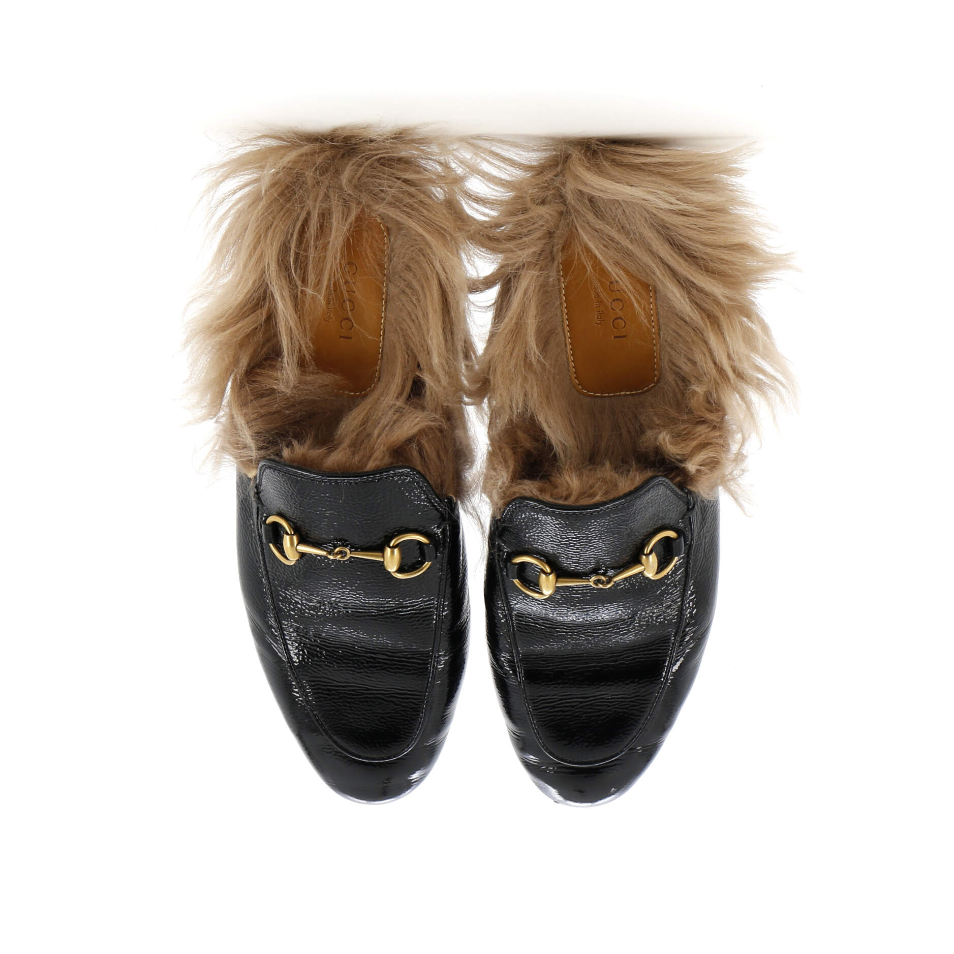 Women's Princetown Mules Patent with Fur