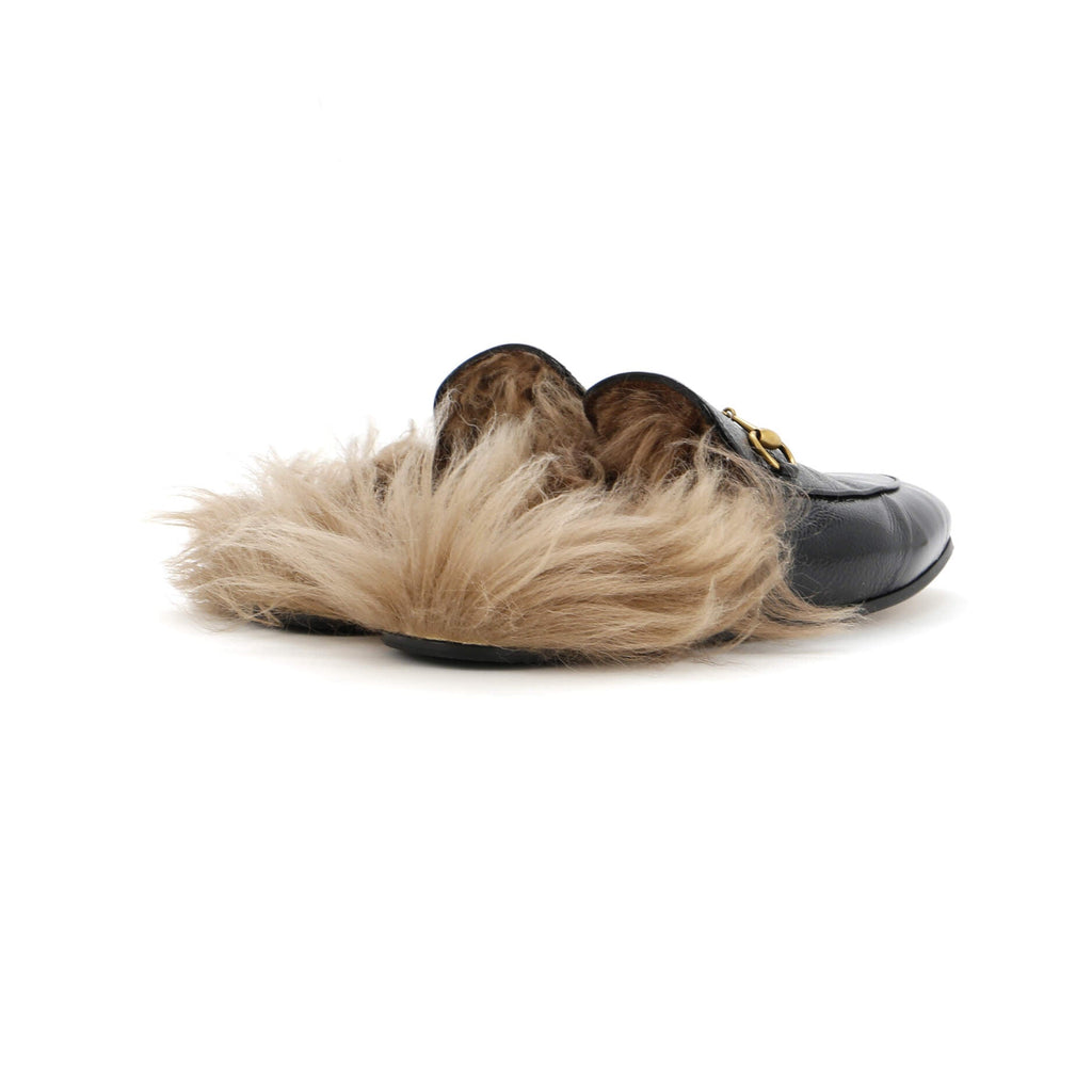 Women's Princetown Mules Patent with Fur