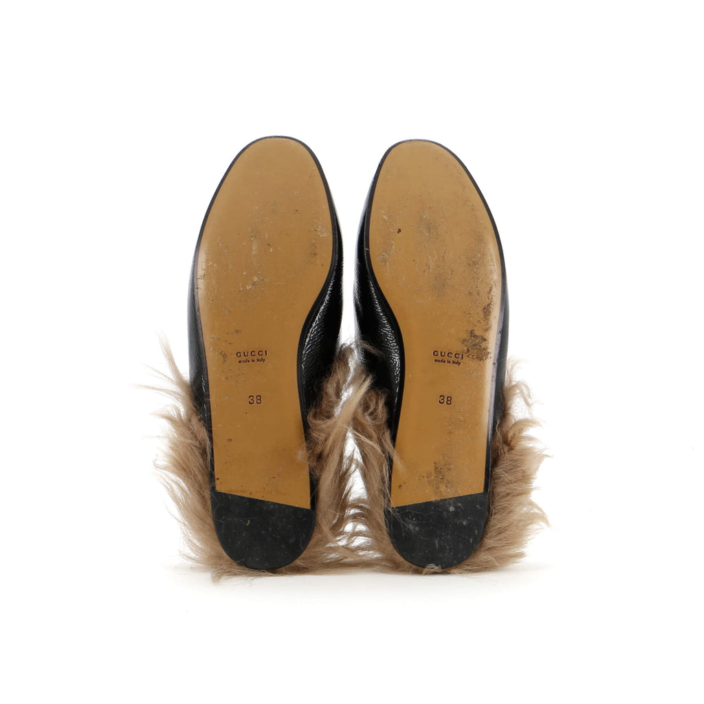 Women's Princetown Mules Patent with Fur