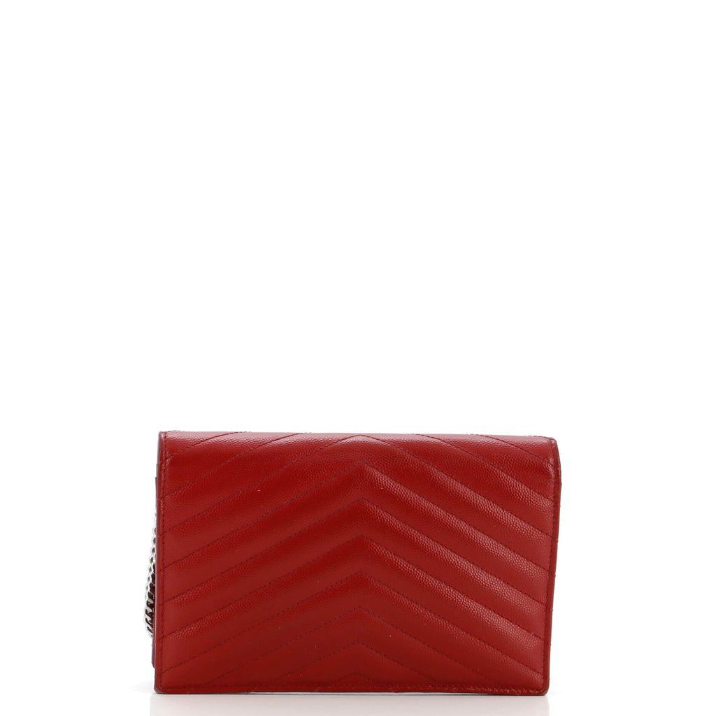 Classic Monogram Wallet on Chain Matelasse Chevron Leather Small