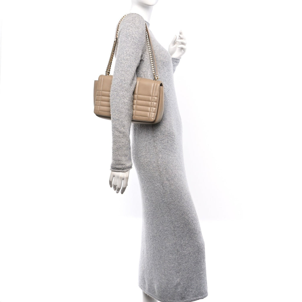 Lambskin Quilted Medium Lola Bag Oat Beige