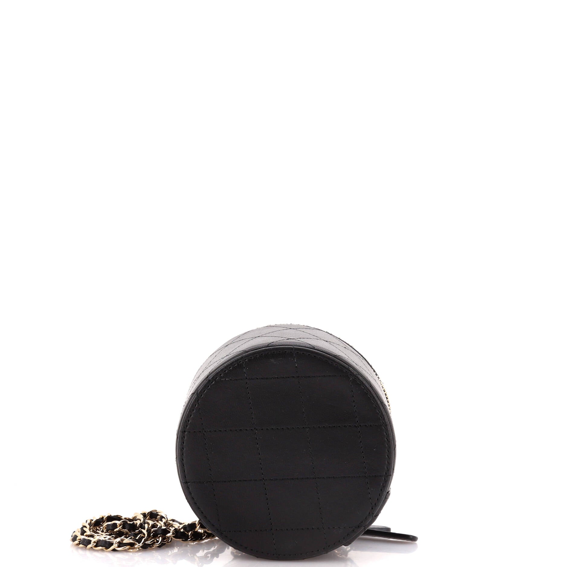 CC Round Vanity Case with Chain Quilted Lambskin Mini