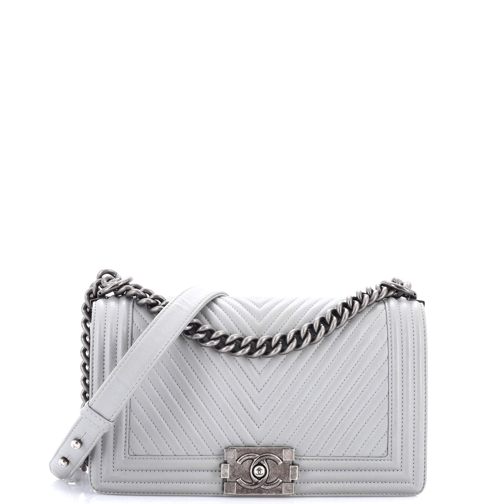 Boy Flap Bag Chevron Wrinkled Lambskin Old Medium
