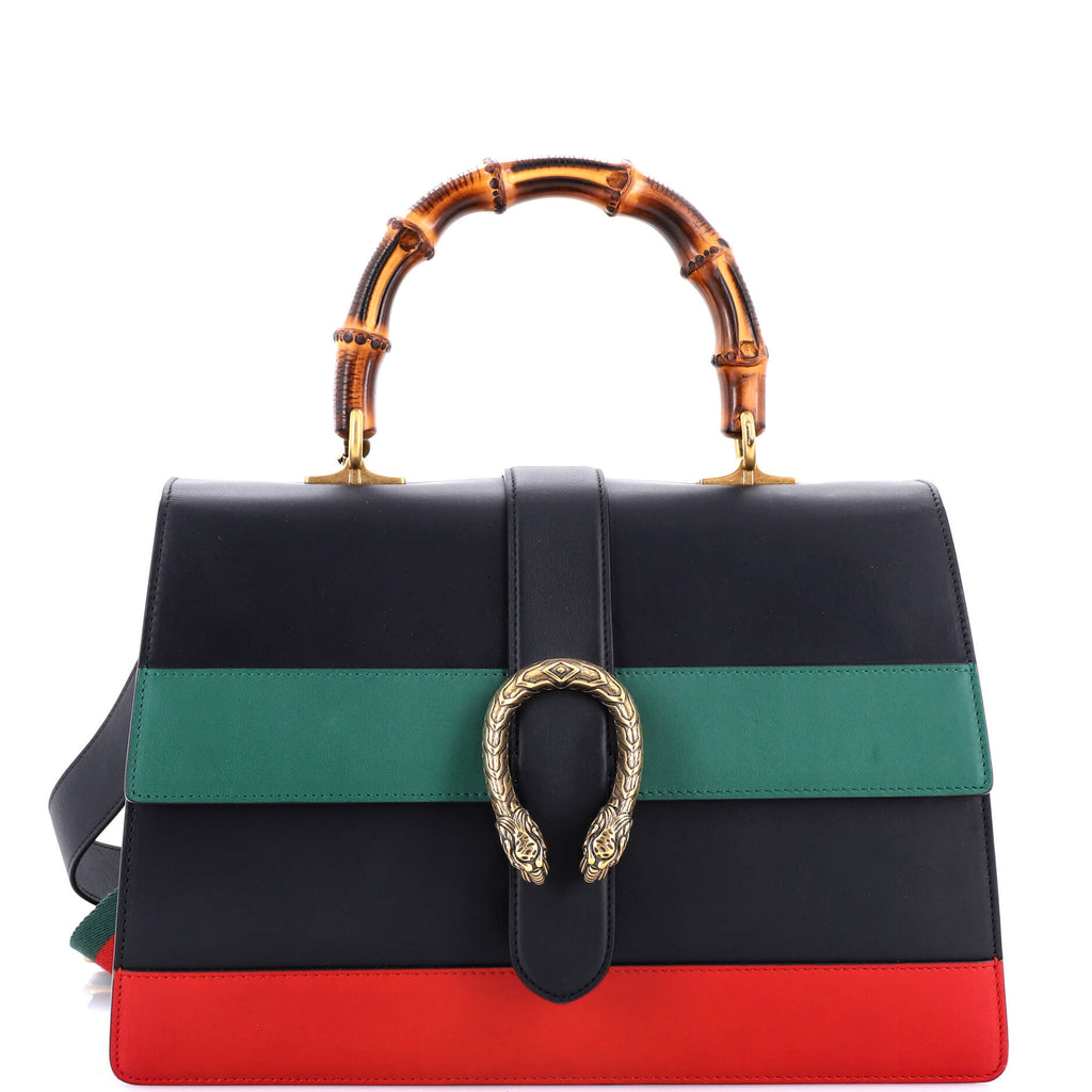 Dionysus Bamboo Top Handle Bag Colorblock Leather Large