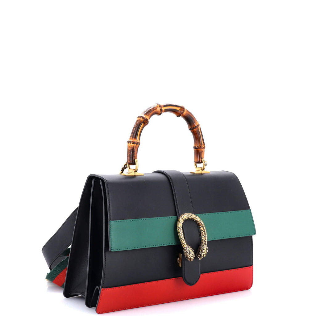 Dionysus Bamboo Top Handle Bag Colorblock Leather Large