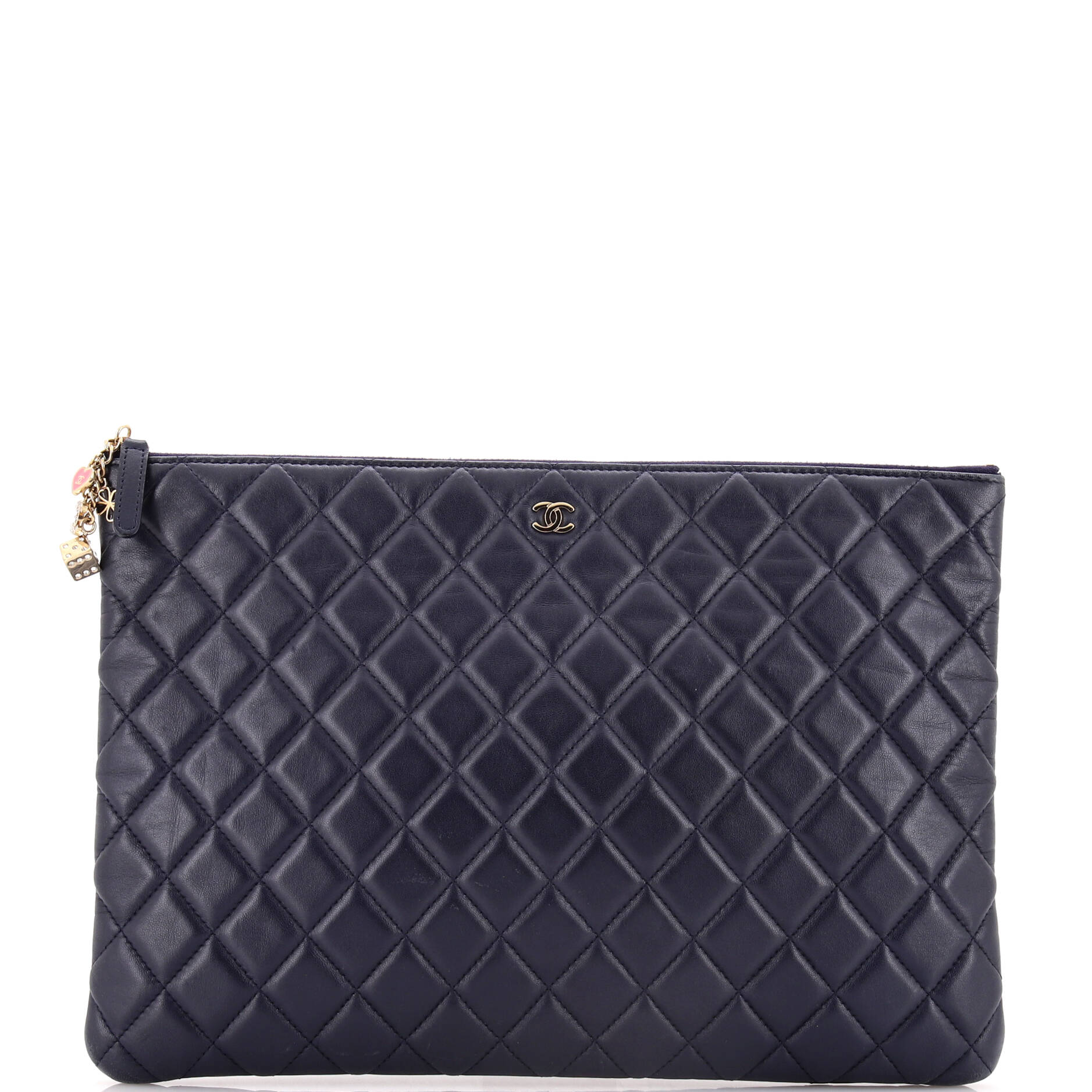 CC Casino O Case Clutch Quilted Lambskin Large