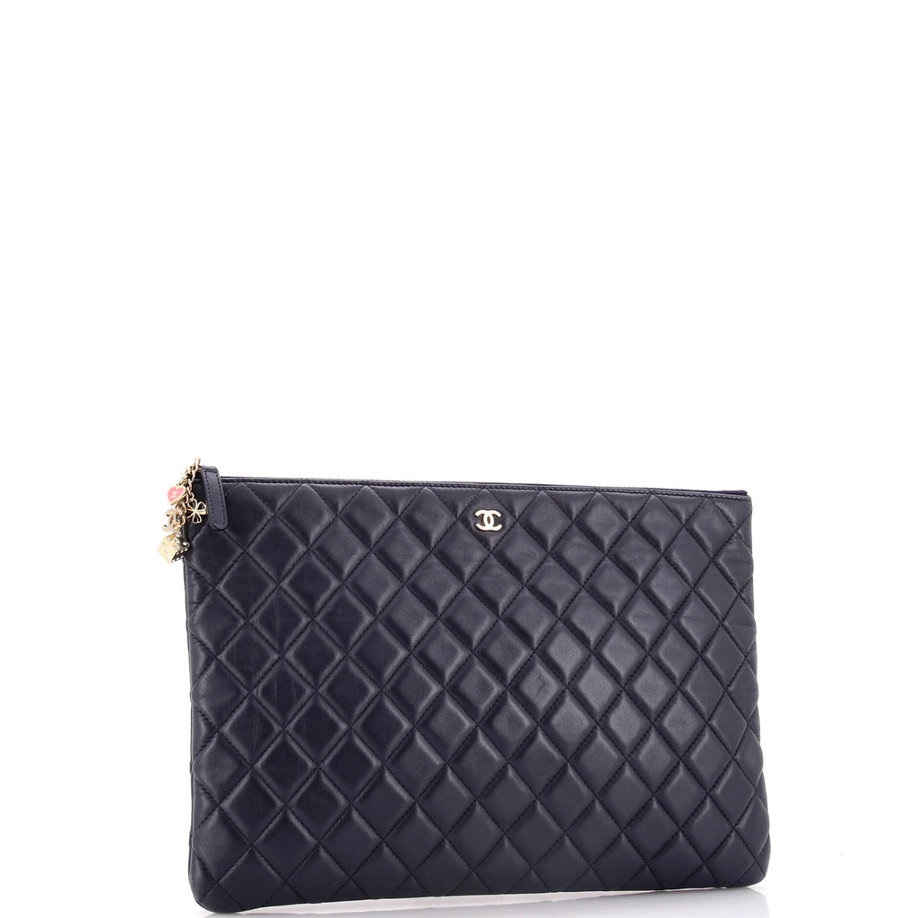 CC Casino O Case Clutch Quilted Lambskin Large