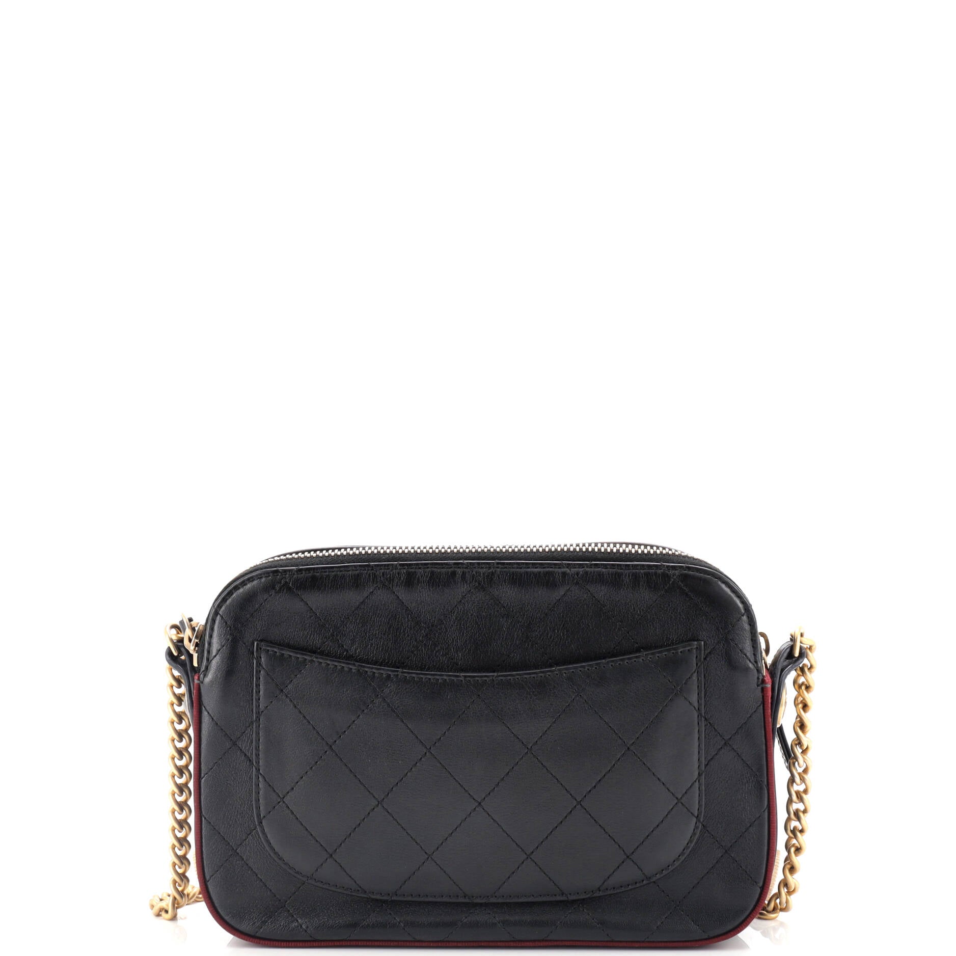 Button Up Camera Case Quilted Calfskin with Grosgrain Small
