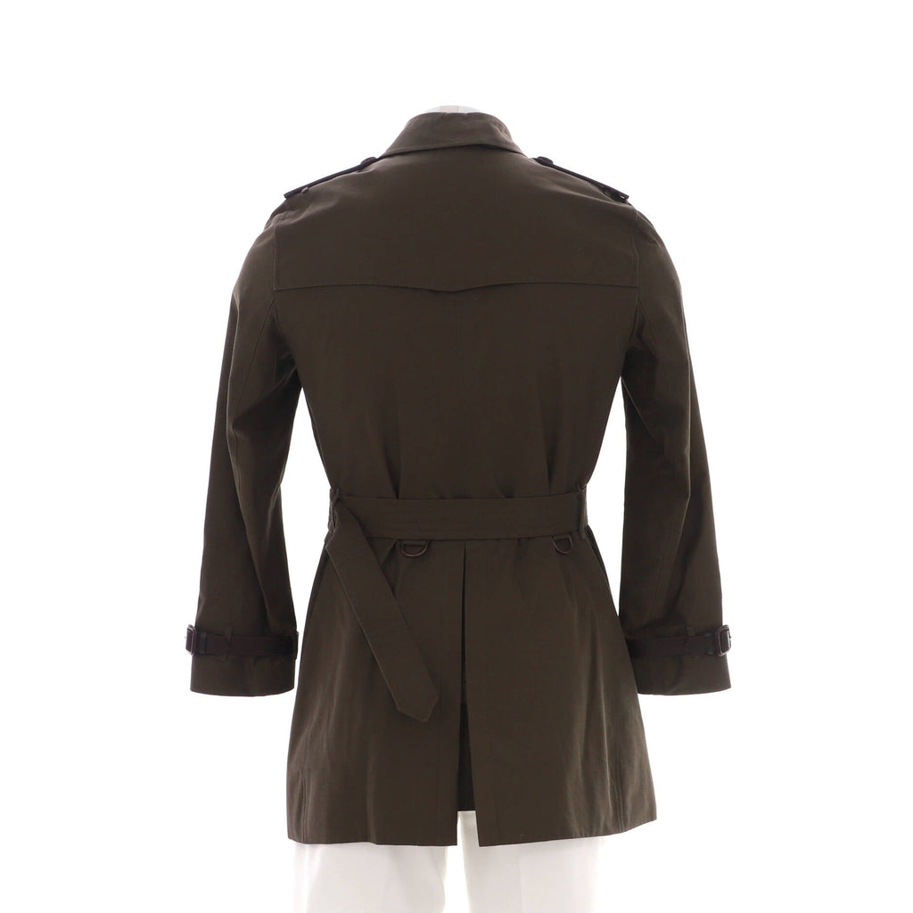 Men's Double Breasted Trench Coat Cotton with Leather