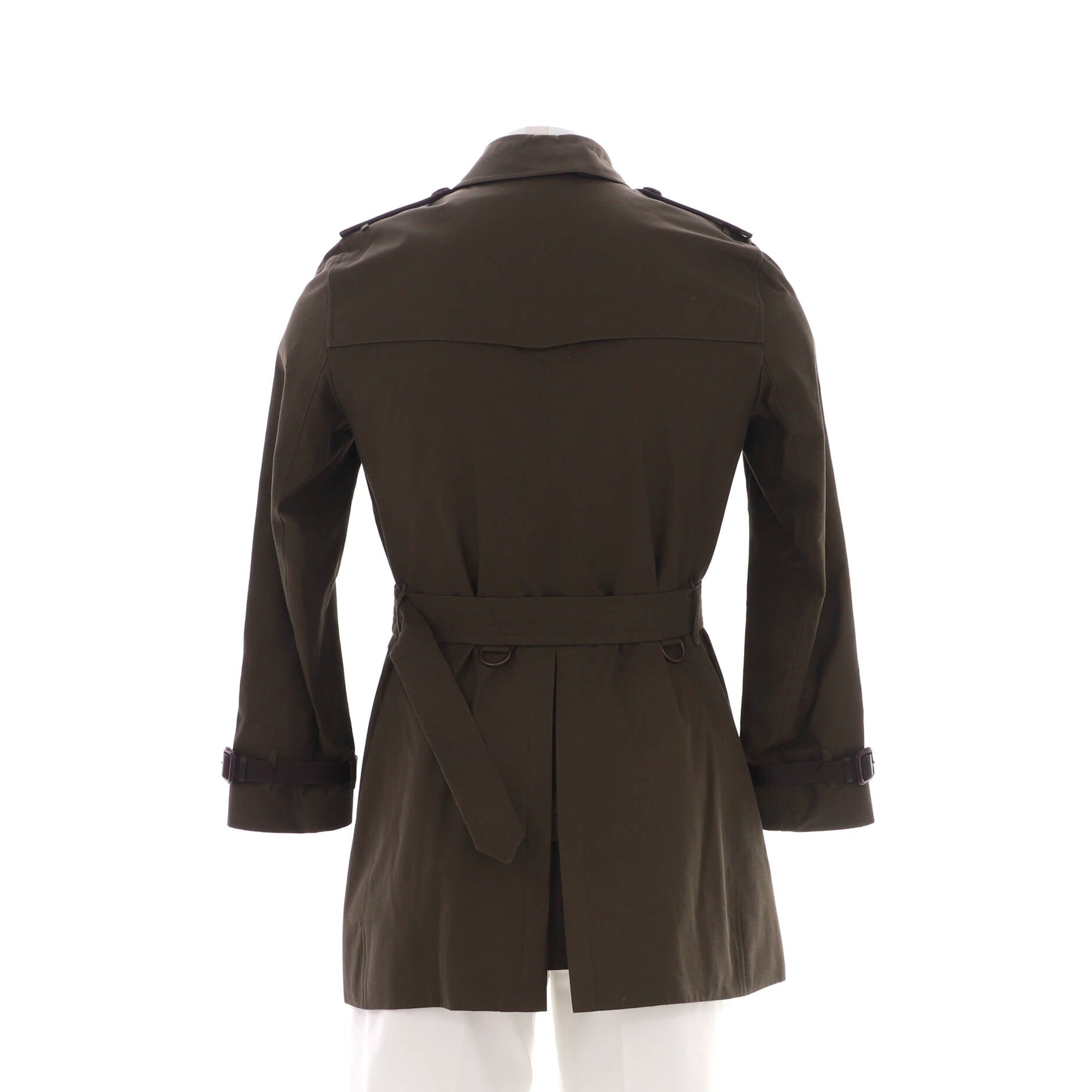 Men's Double Breasted Trench Coat Cotton with Leather