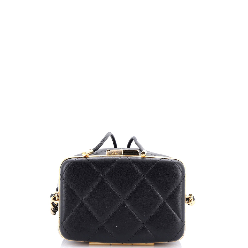 Lock Frame Bucket Bag with Chain Quilted Lambskin Small