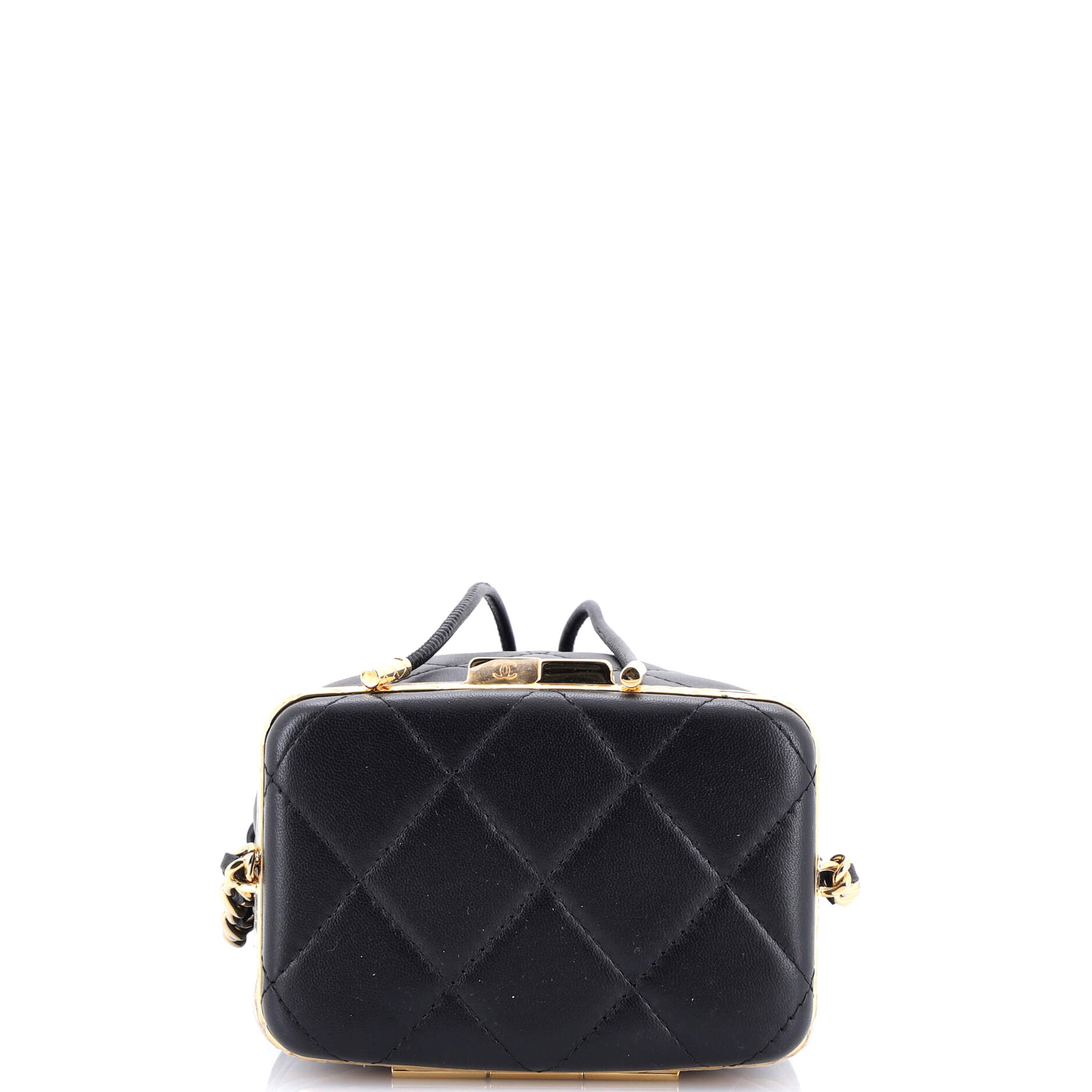 Lock Frame Bucket Bag with Chain Quilted Lambskin Small