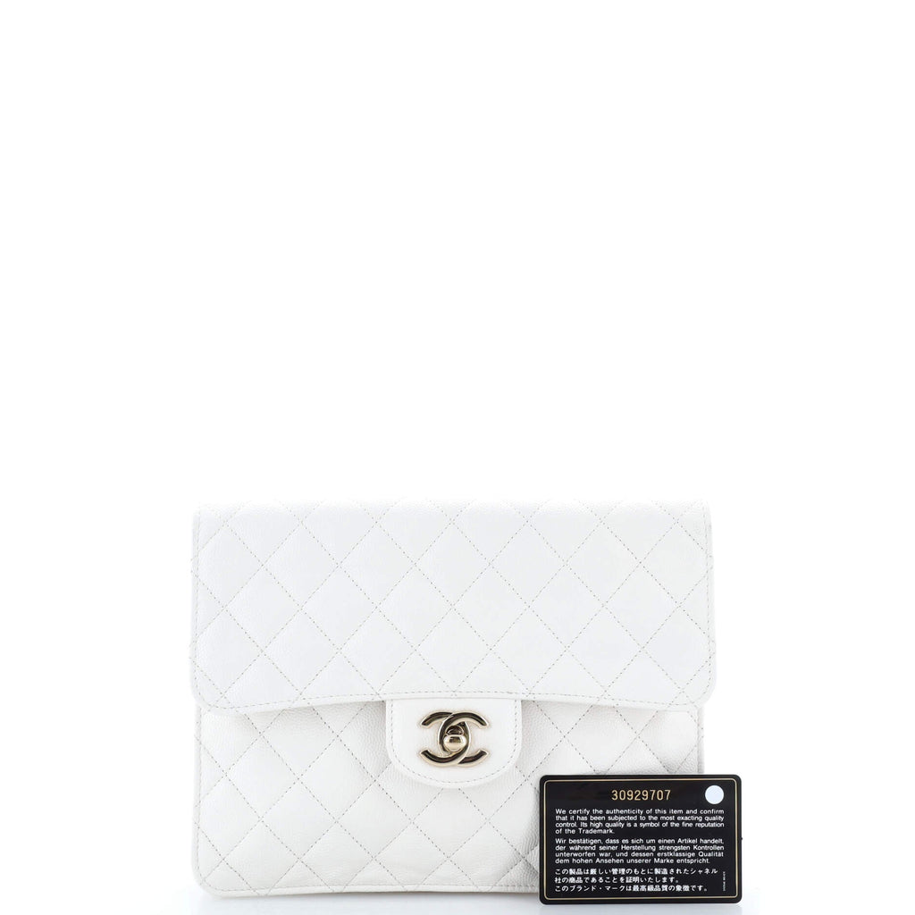 Square Classic Flap Clutch Quilted Caviar