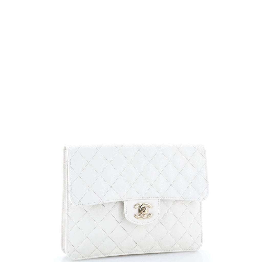 Square Classic Flap Clutch Quilted Caviar