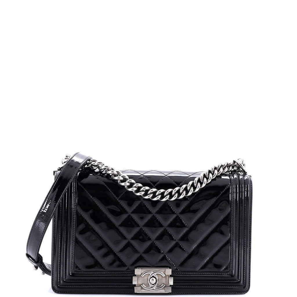 Boy Flap Bag Chevron Patent New Medium