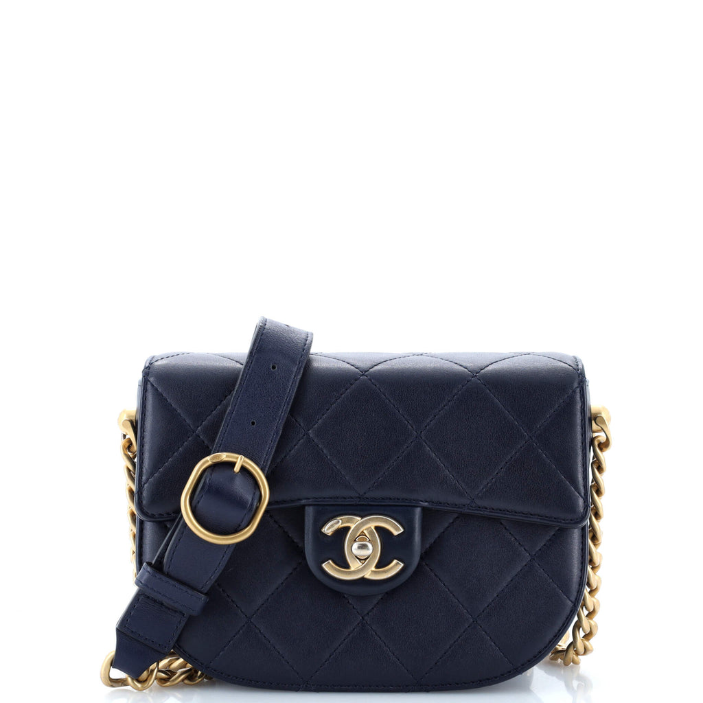 Moon Flap Messenger Bag Quilted Calfskin Mini