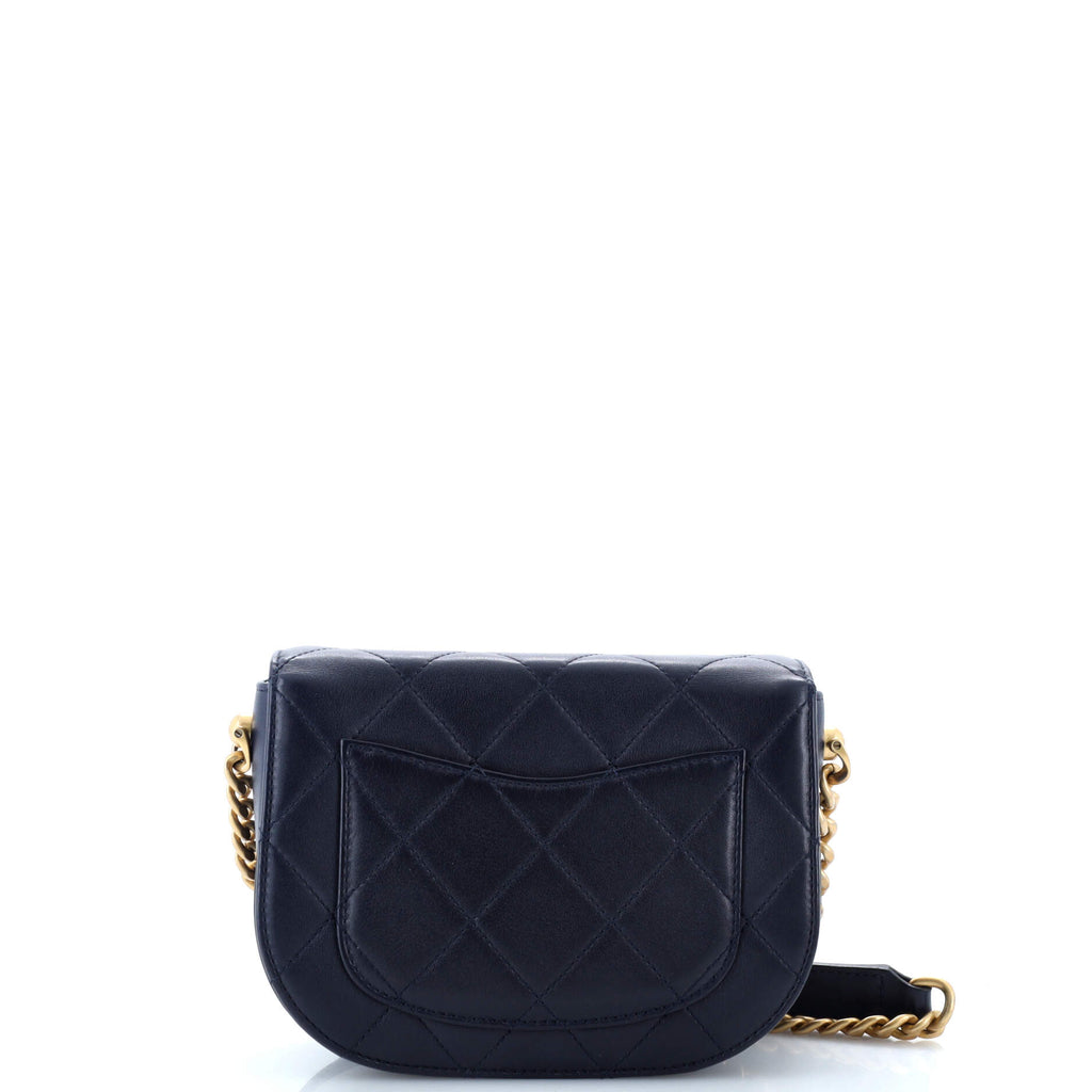 Moon Flap Messenger Bag Quilted Calfskin Mini