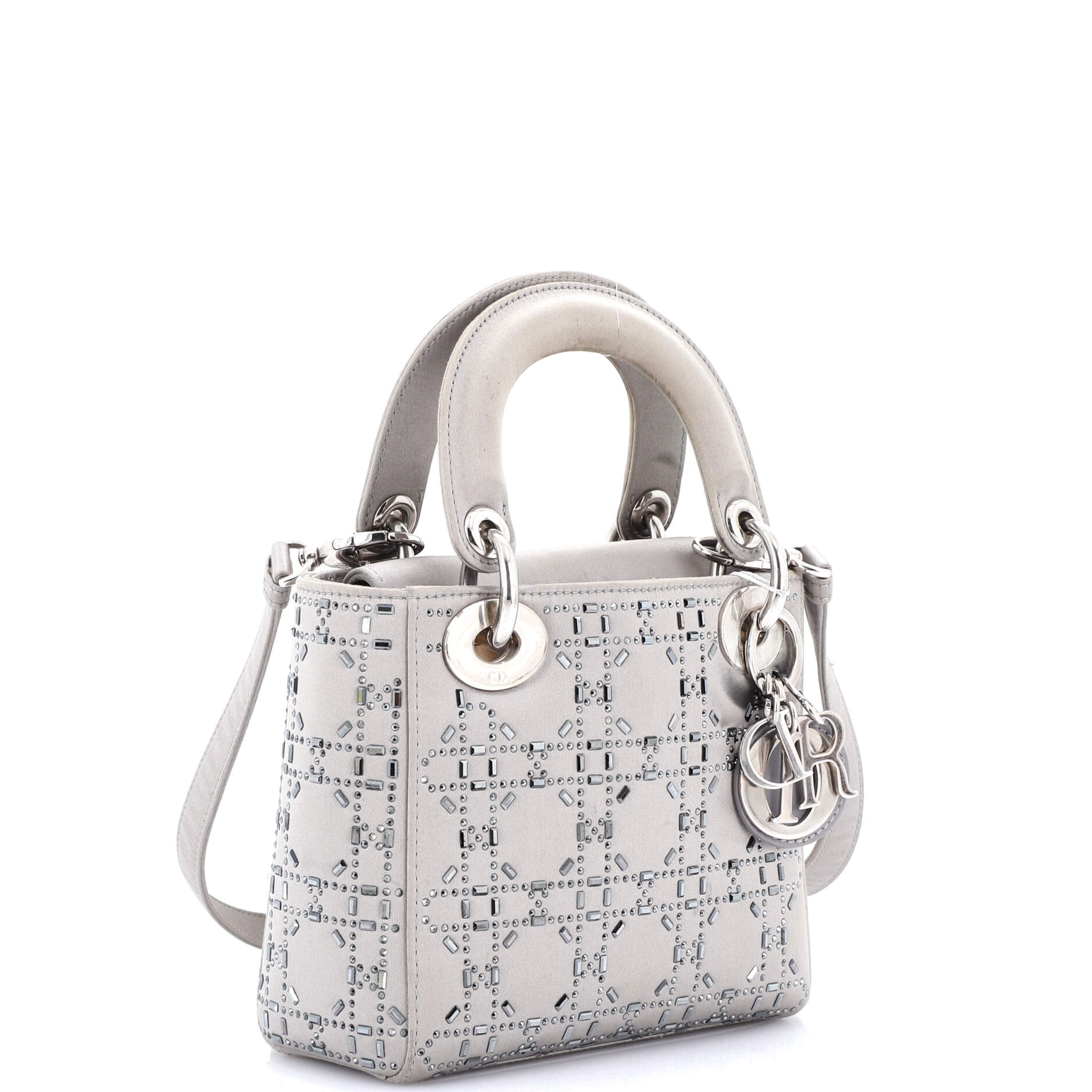 Lady Dior Bag Crystal Embellished Cannage Quilt Satin Mini