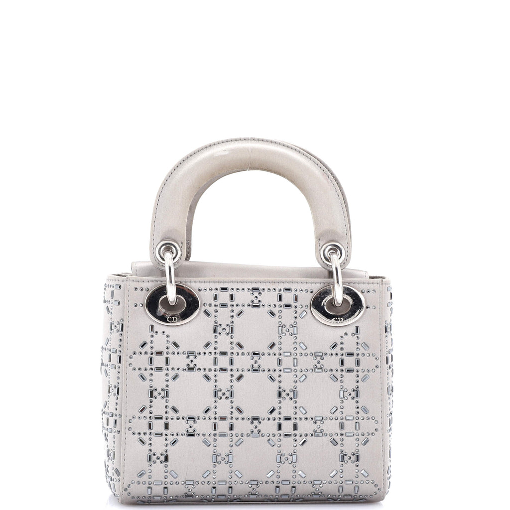 Lady Dior Bag Crystal Embellished Cannage Quilt Satin Mini