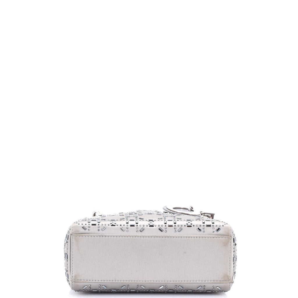 Lady Dior Bag Crystal Embellished Cannage Quilt Satin Mini