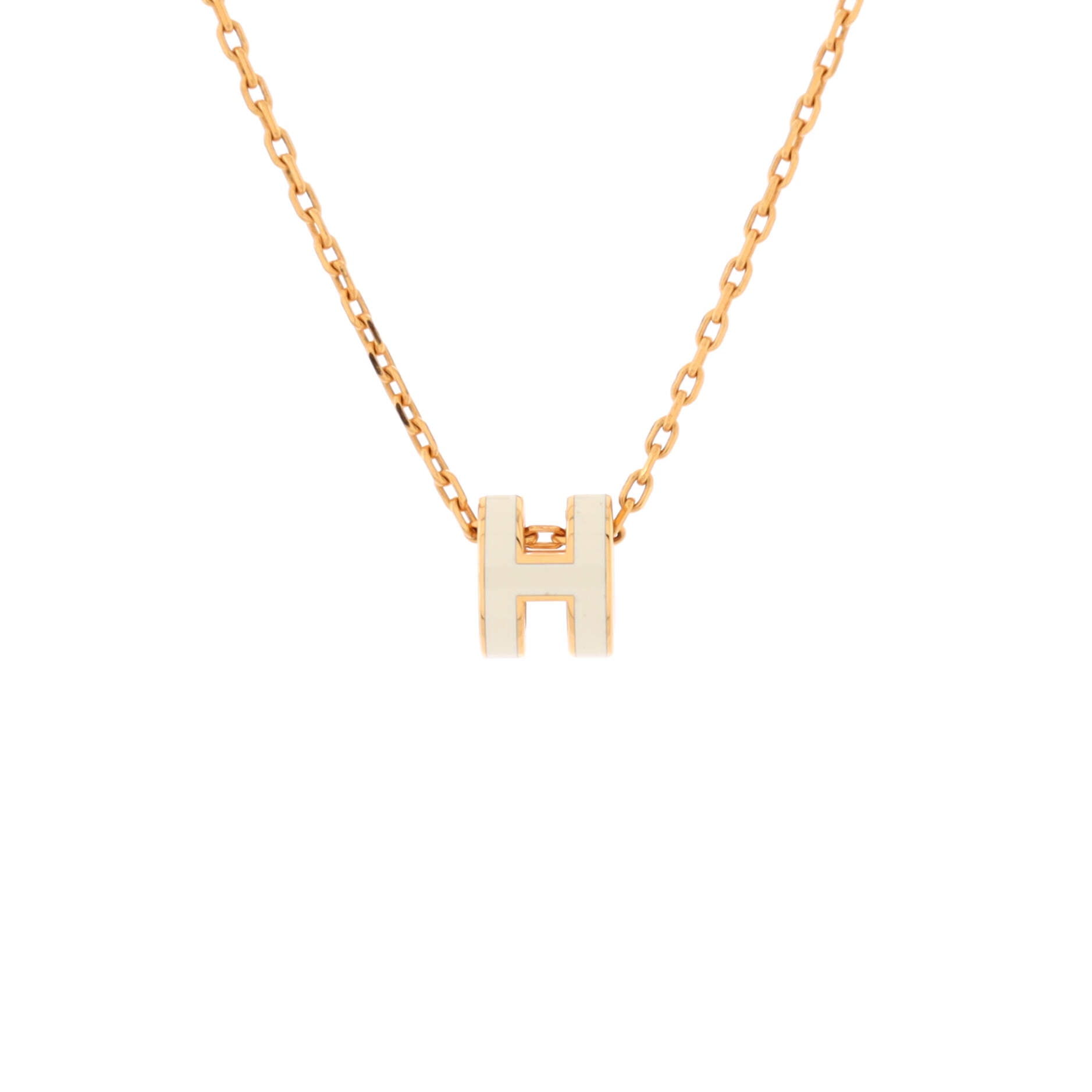 Pop H Pendant Chain Necklace Metal and Enamel Mini