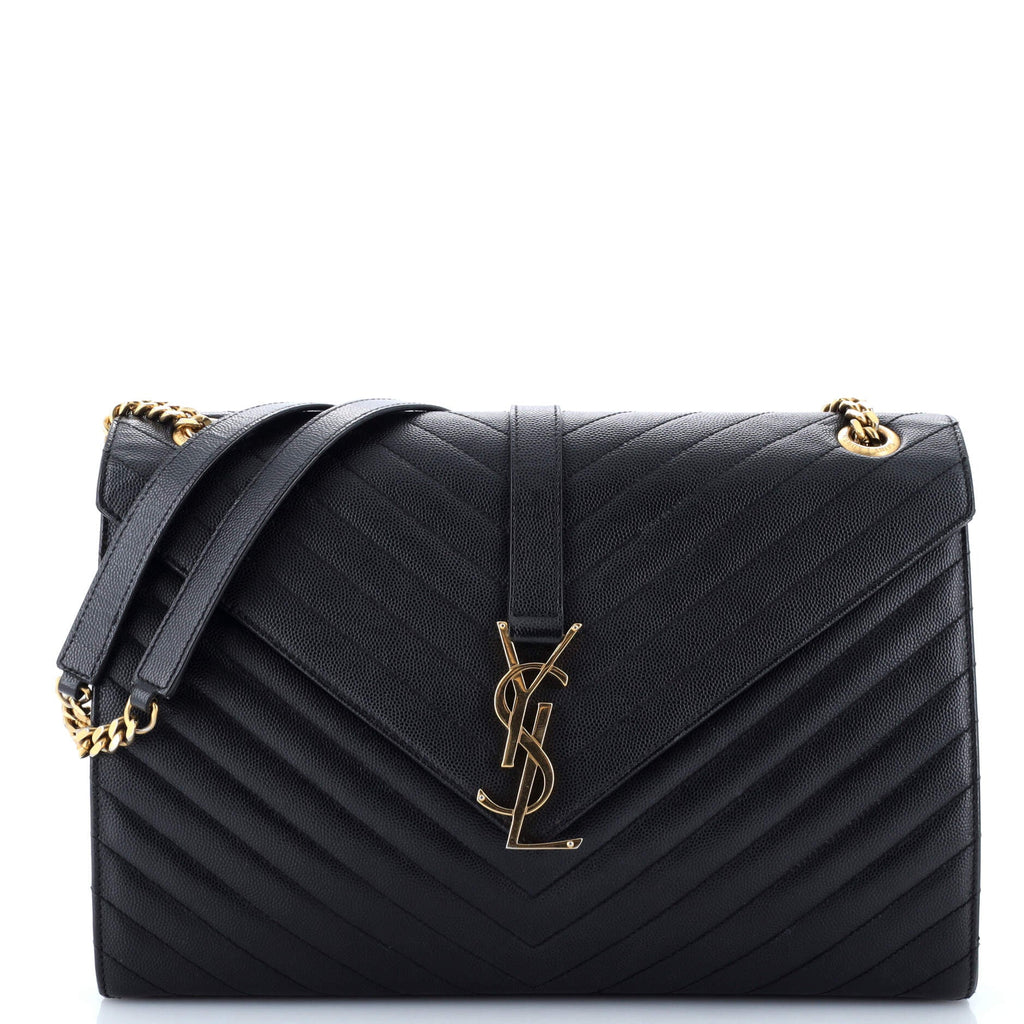 Classic Monogram Envelope Satchel Matelasse Chevron Leather Large