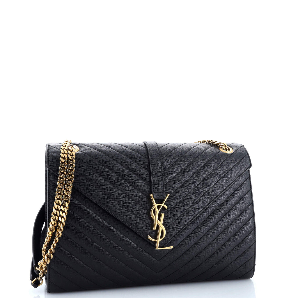 Classic Monogram Envelope Satchel Matelasse Chevron Leather Large
