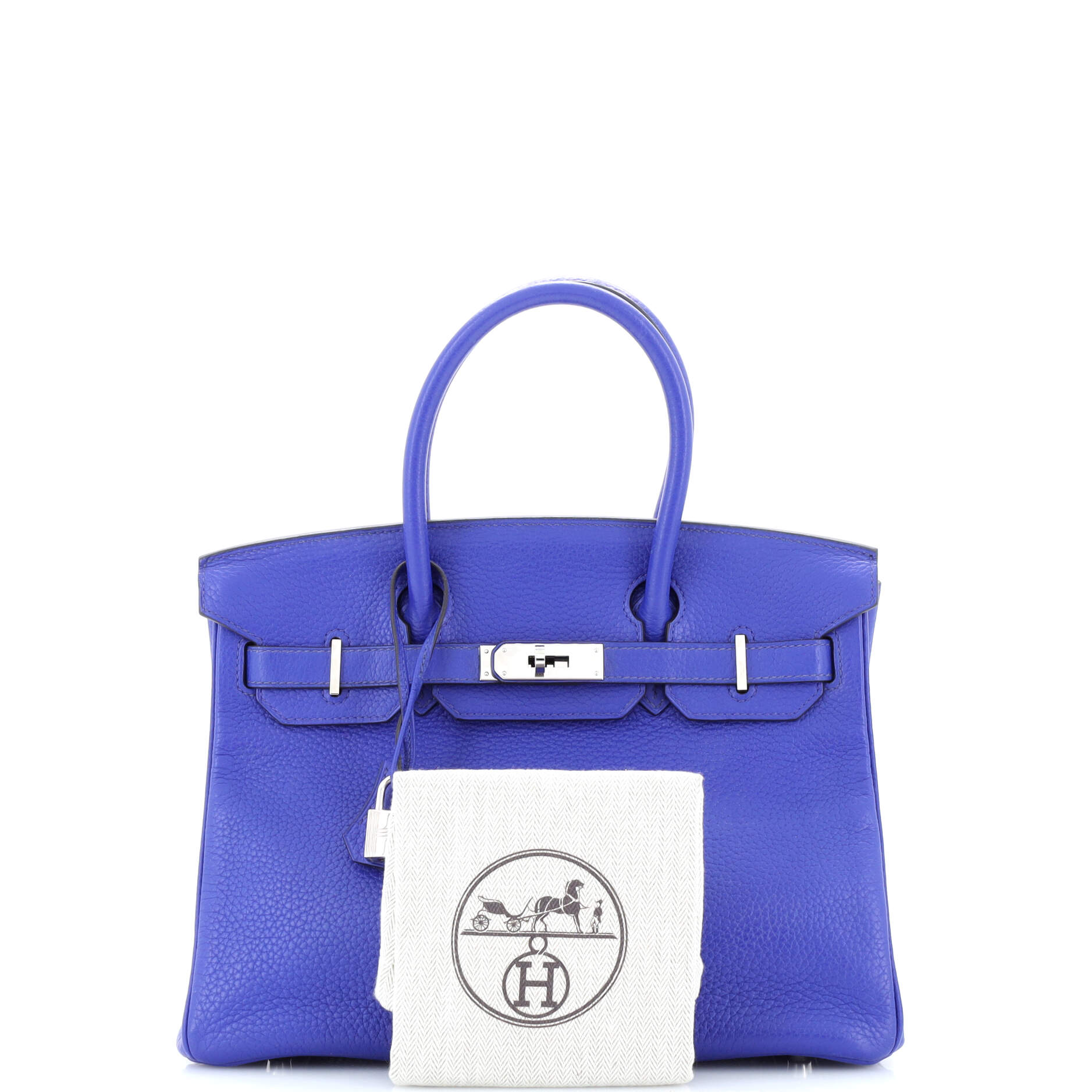 Birkin Handbag Bleu Electrique Clemence with Palladium Hardware 30