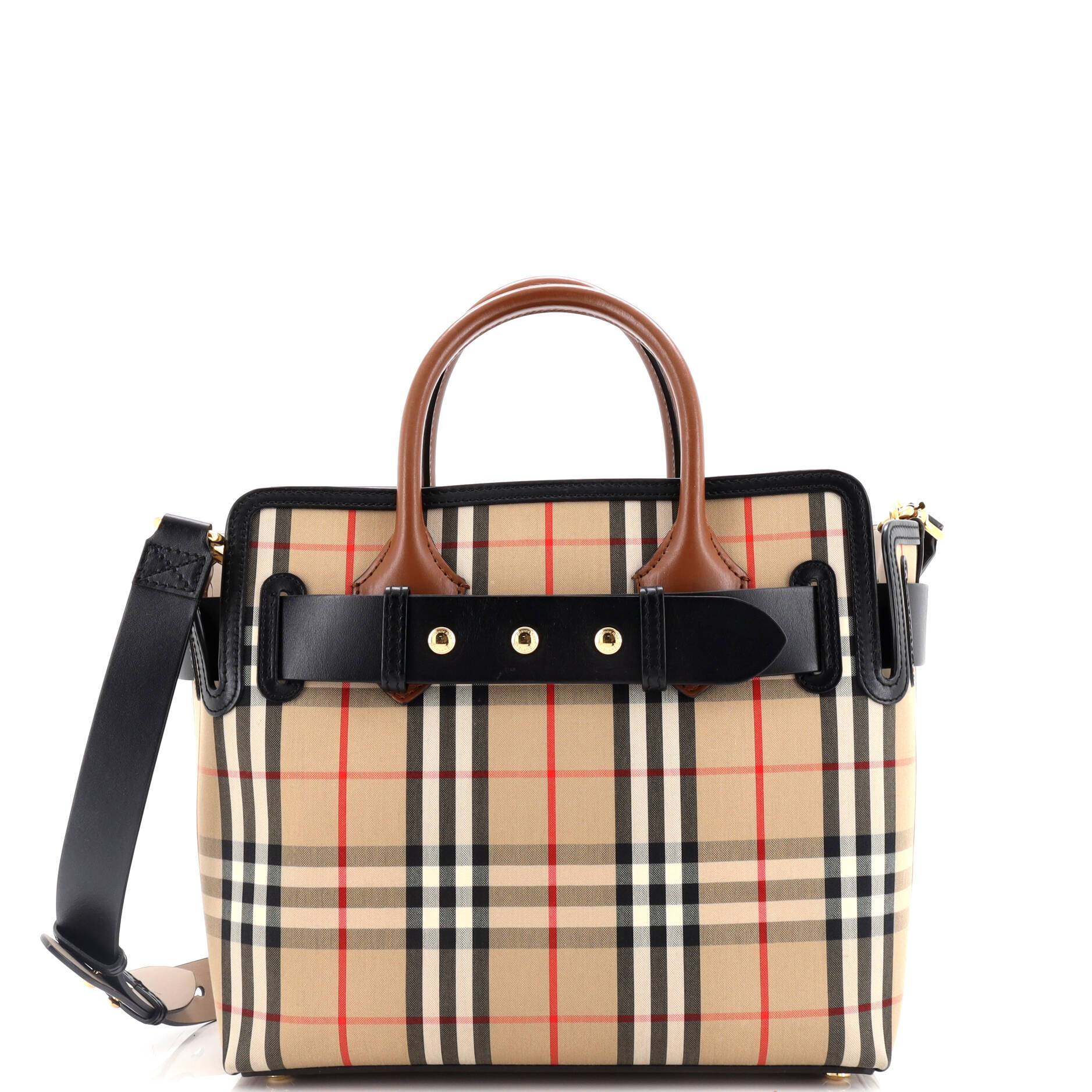 Belt Tote Vintage Check Canvas Small