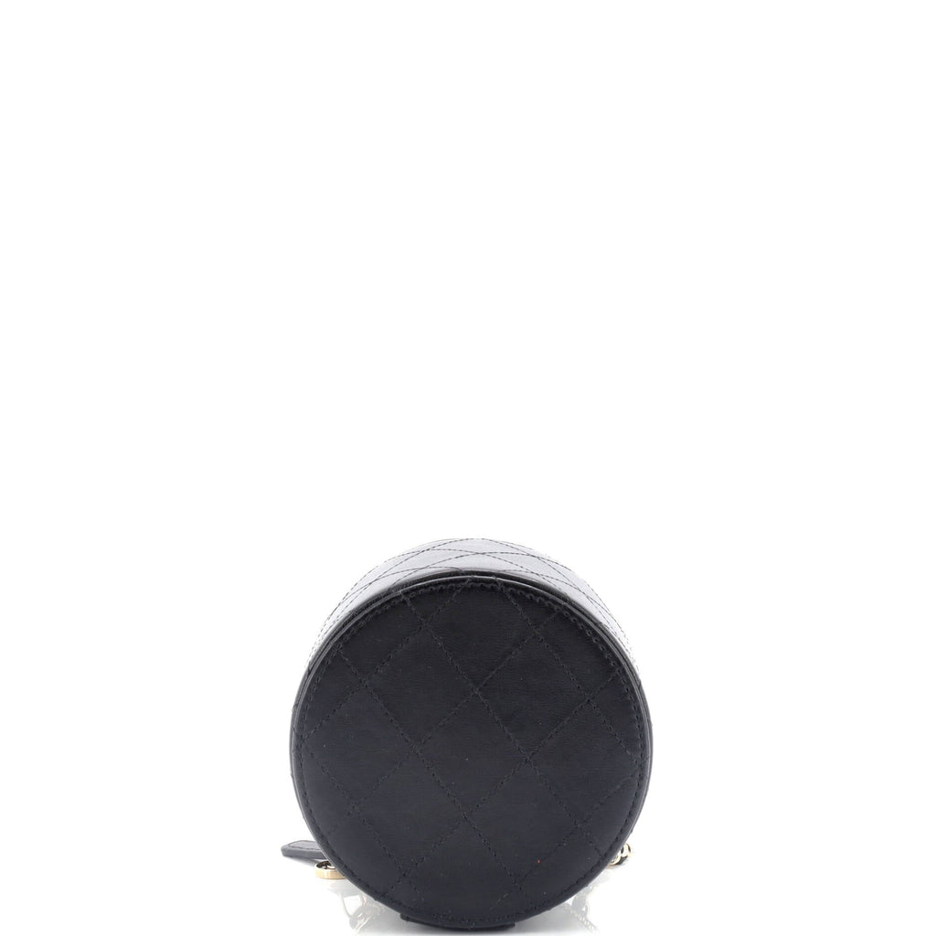 CC Round Vanity Case with Chain Quilted Lambskin Mini