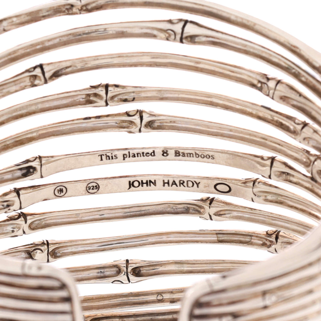 Bamboo Cuff Bracelet Sterling Silver Wide