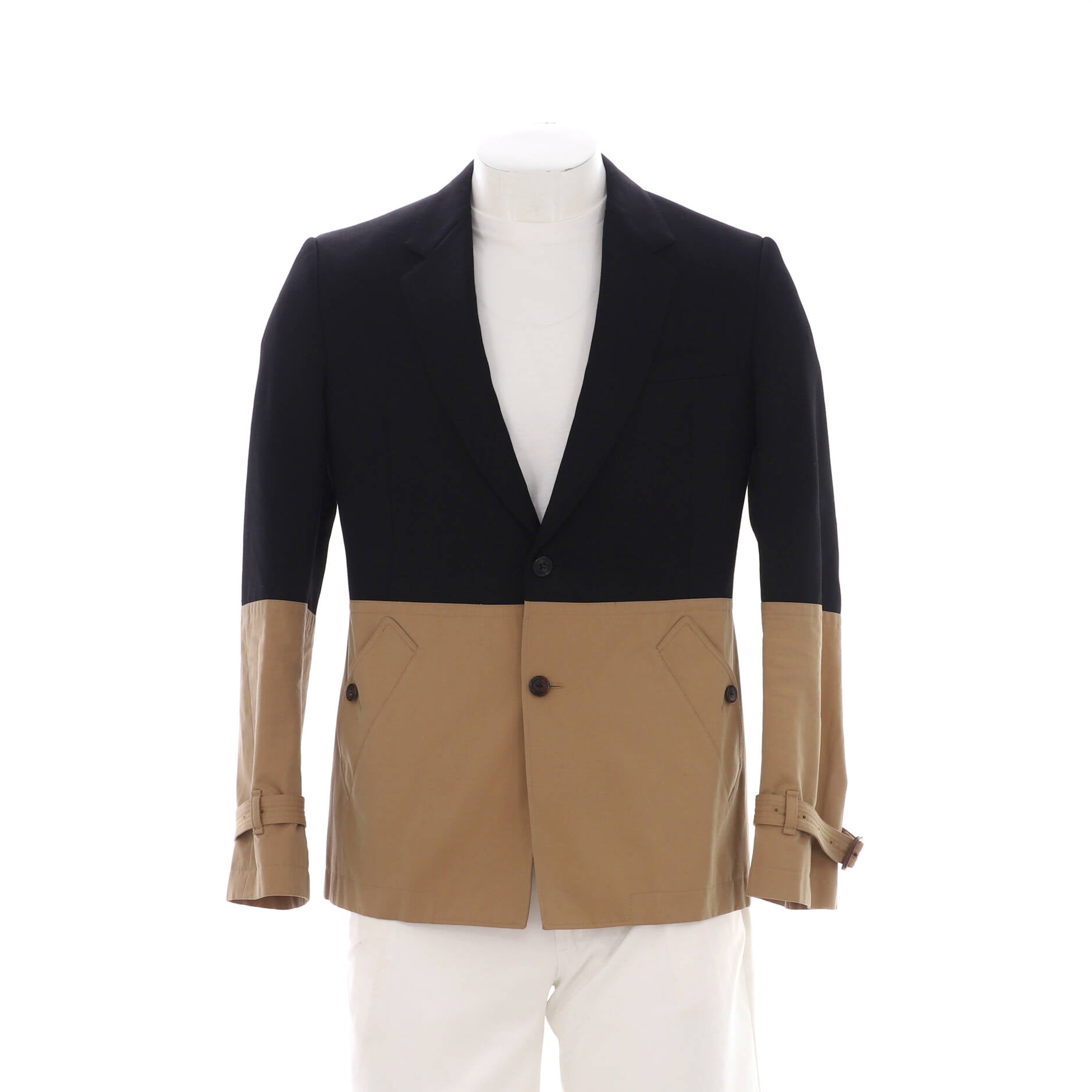 Men's Colorblock Button Up Blazer Cotton and Wool Blend