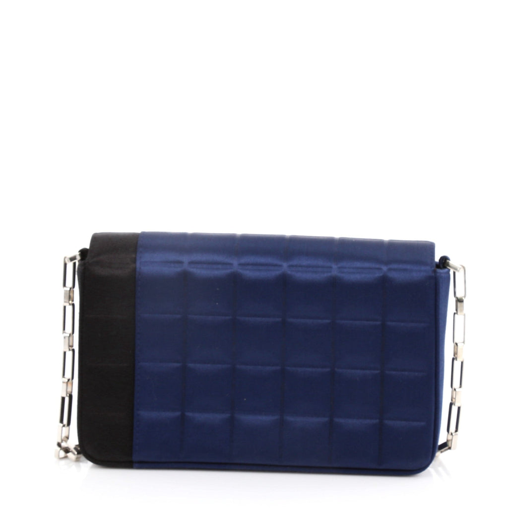 Chocolate Bar Chain Clutch Quilted Satin Mini