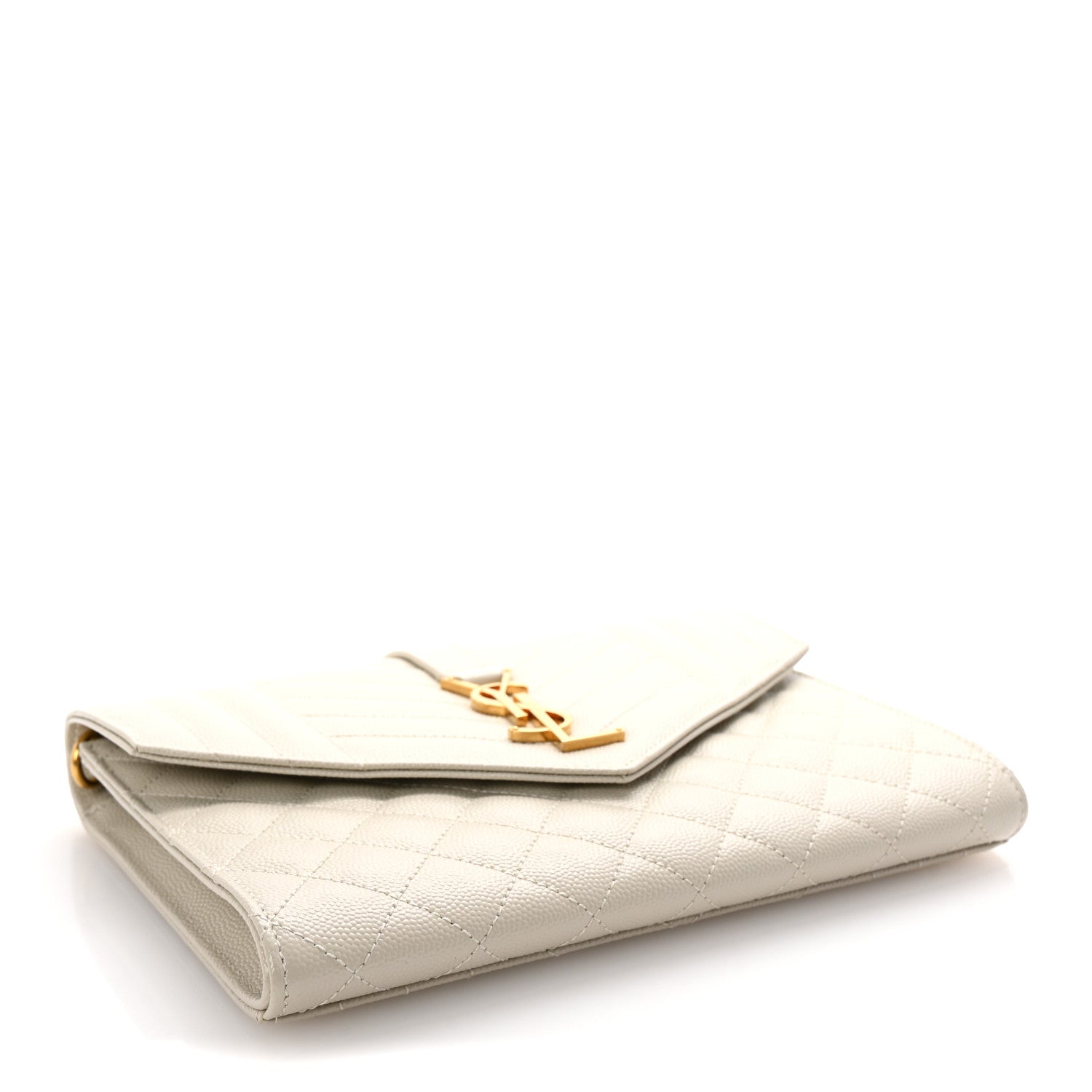 Grain De Poudre Textured Mixed Matelasse Triquilt Monogram Clutch Blanc Vintage