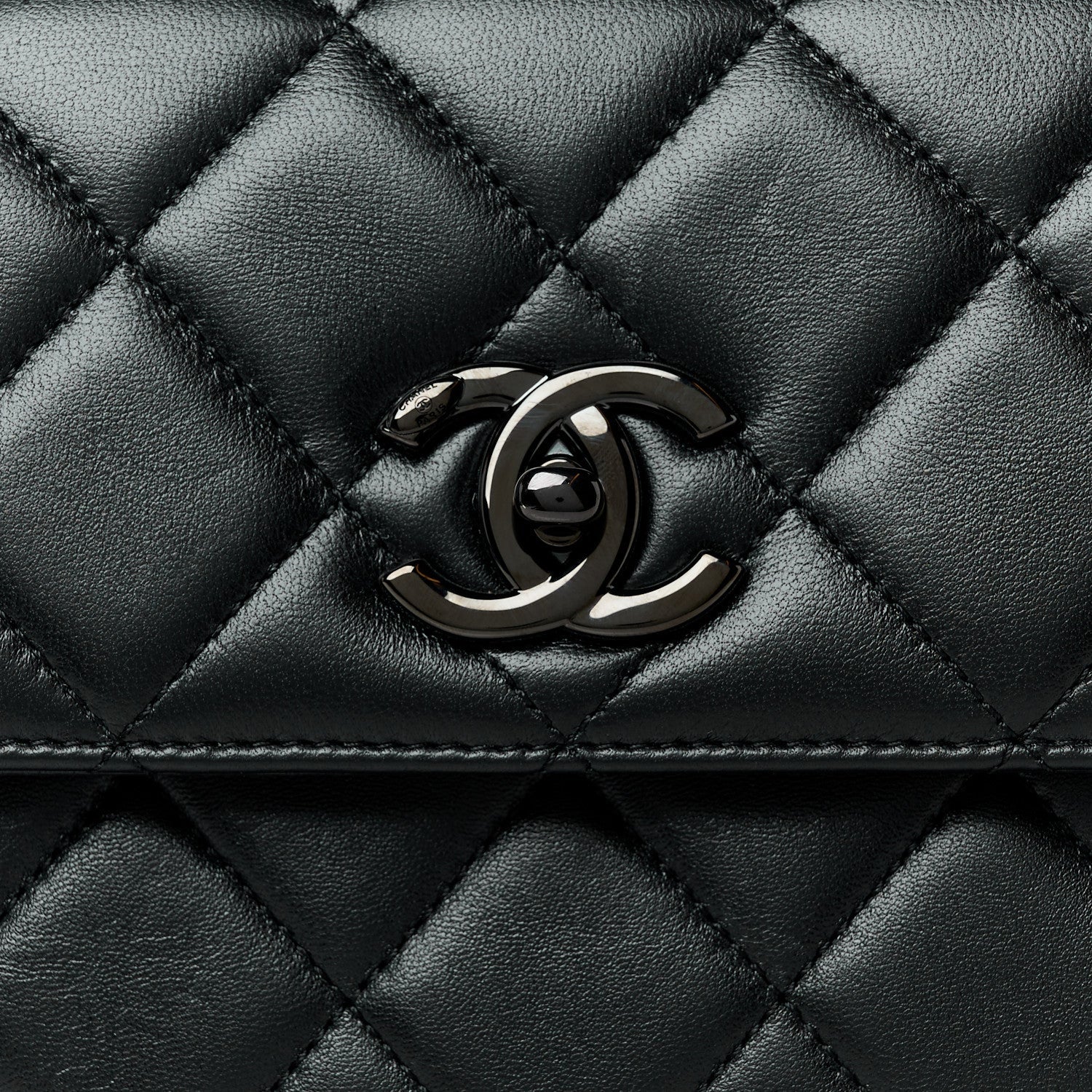 Lambskin Quilted Mini Trendy CC Dual Handle Flap Bag So Black