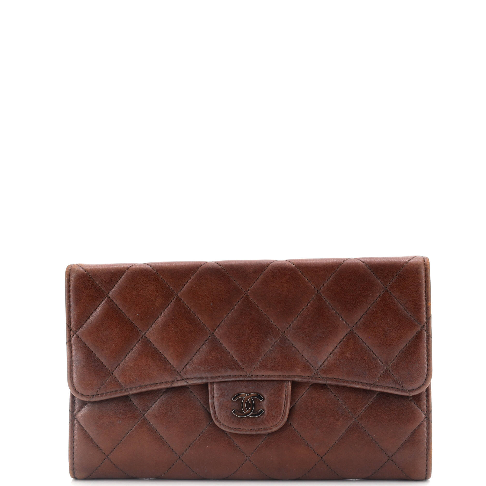 Trifold Classic Flap Wallet Quilted Lambskin