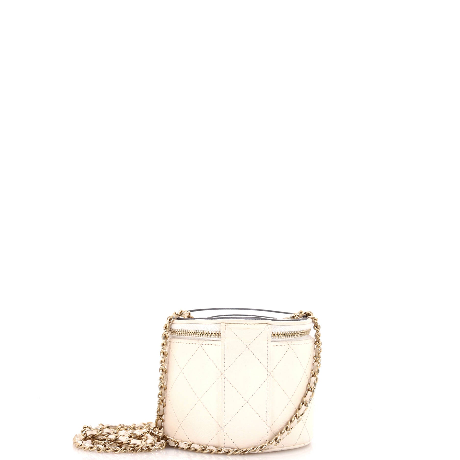 CC Round Vanity Case with Chain Quilted Lambskin Mini