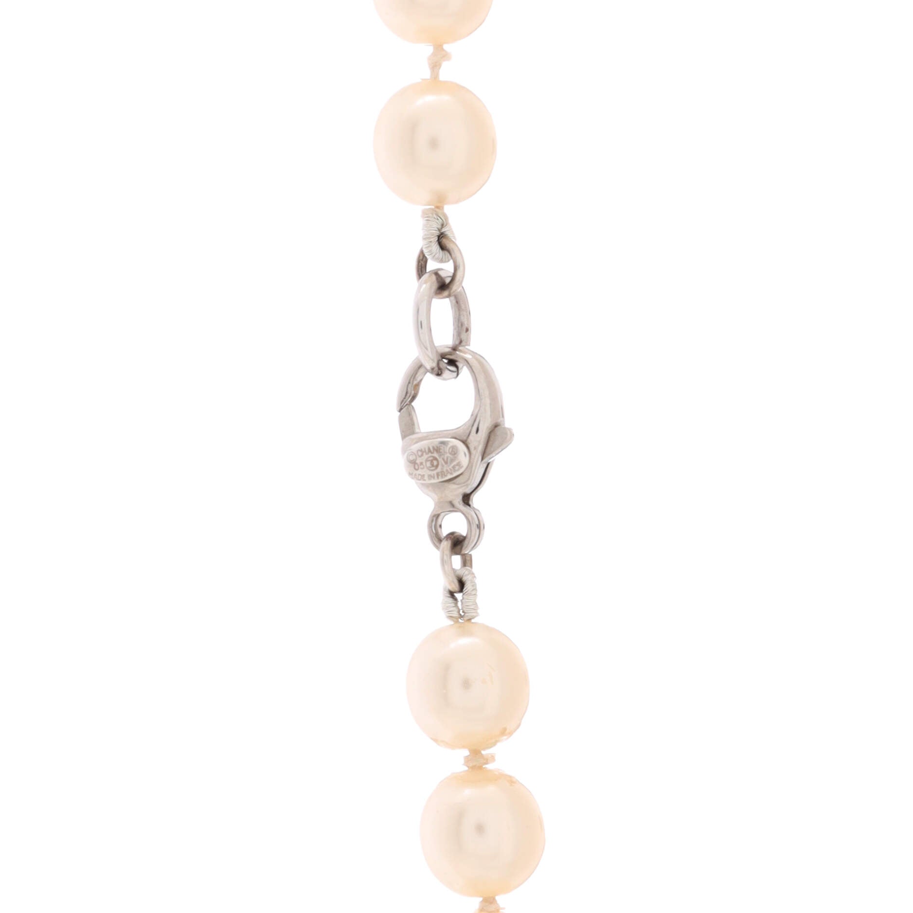 CC Station Long Necklace Metal with Faux Pearls