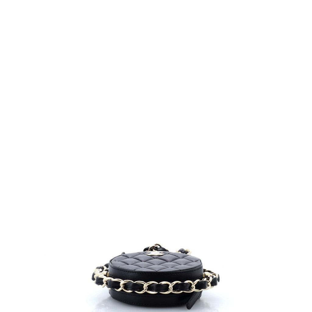 Frame Chain Around Round Clutch with Chain Quilted Lambskin Mini