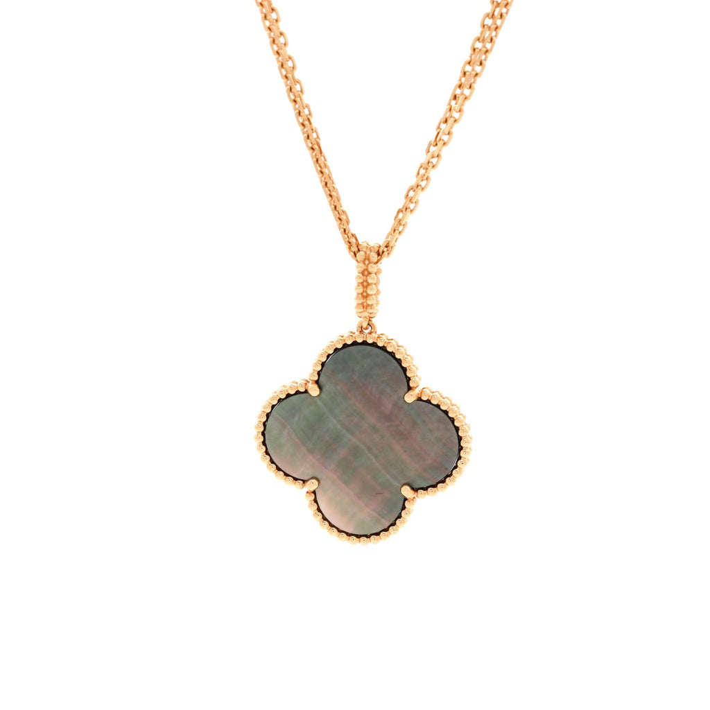 Magic Alhambra Long Necklace 18K Rose Gold and Grey Mother of Pearl