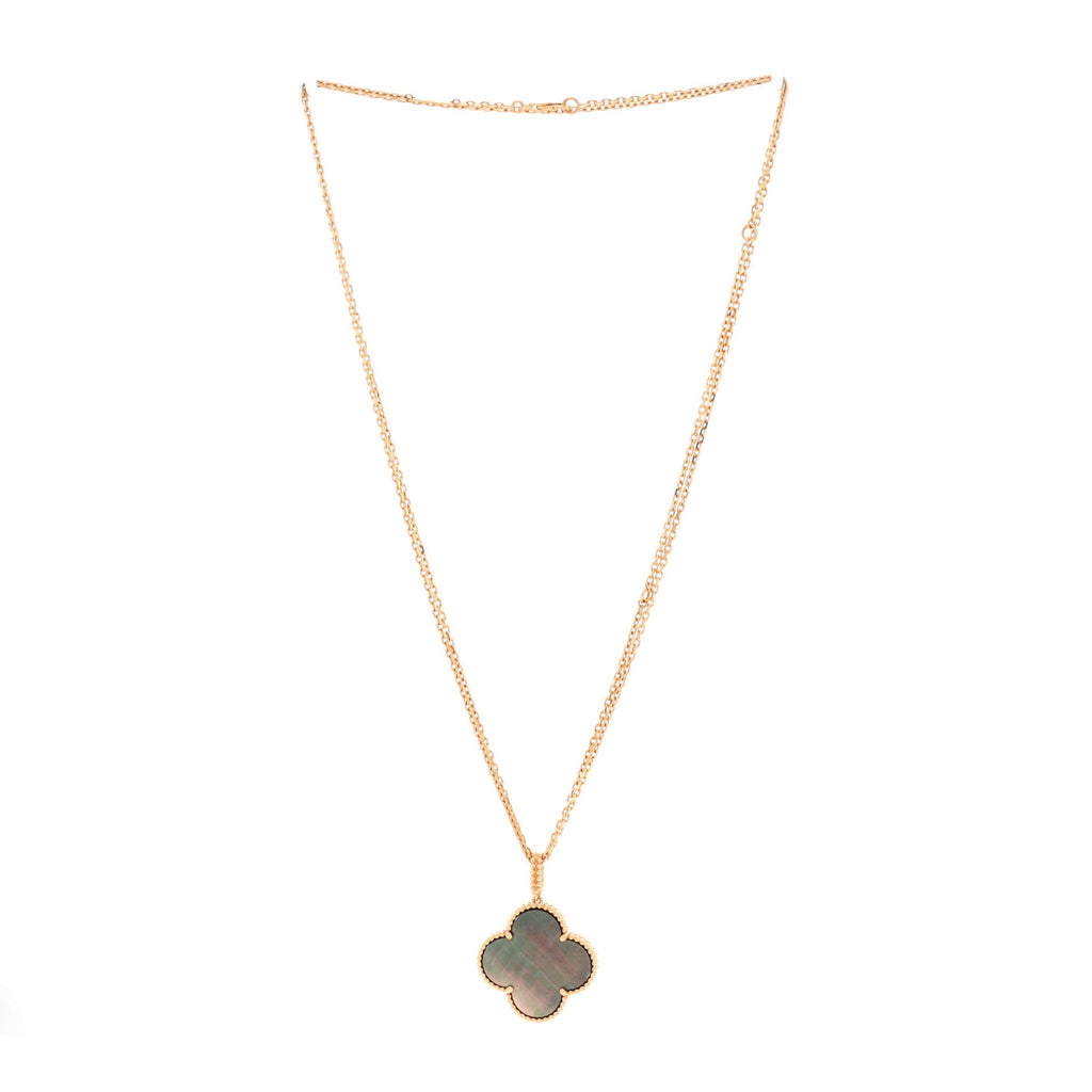 Magic Alhambra Long Necklace 18K Rose Gold and Grey Mother of Pearl