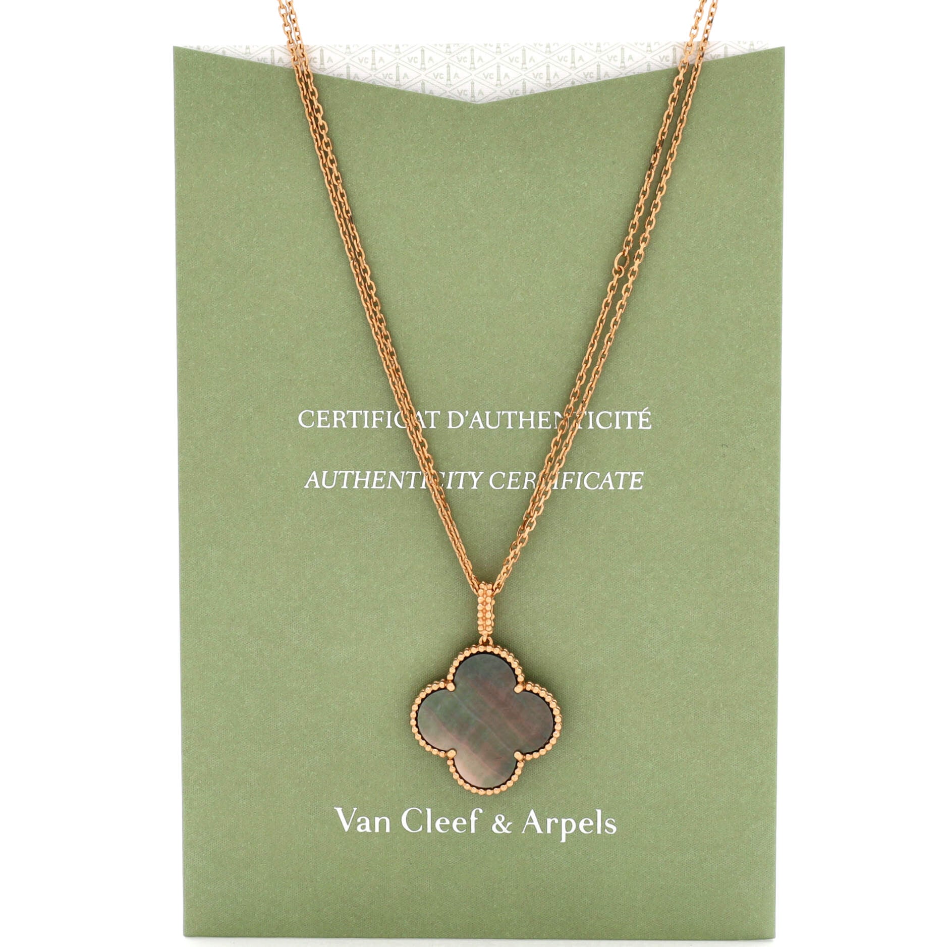 Magic Alhambra Long Necklace 18K Rose Gold and Grey Mother of Pearl