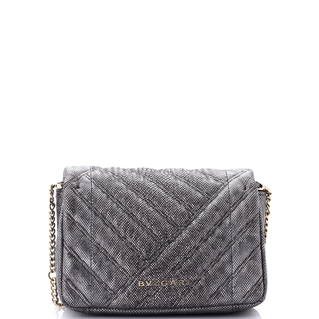 Serpenti Cabochon Shoulder Bag Diagonal Quilted Metallic Karung Small