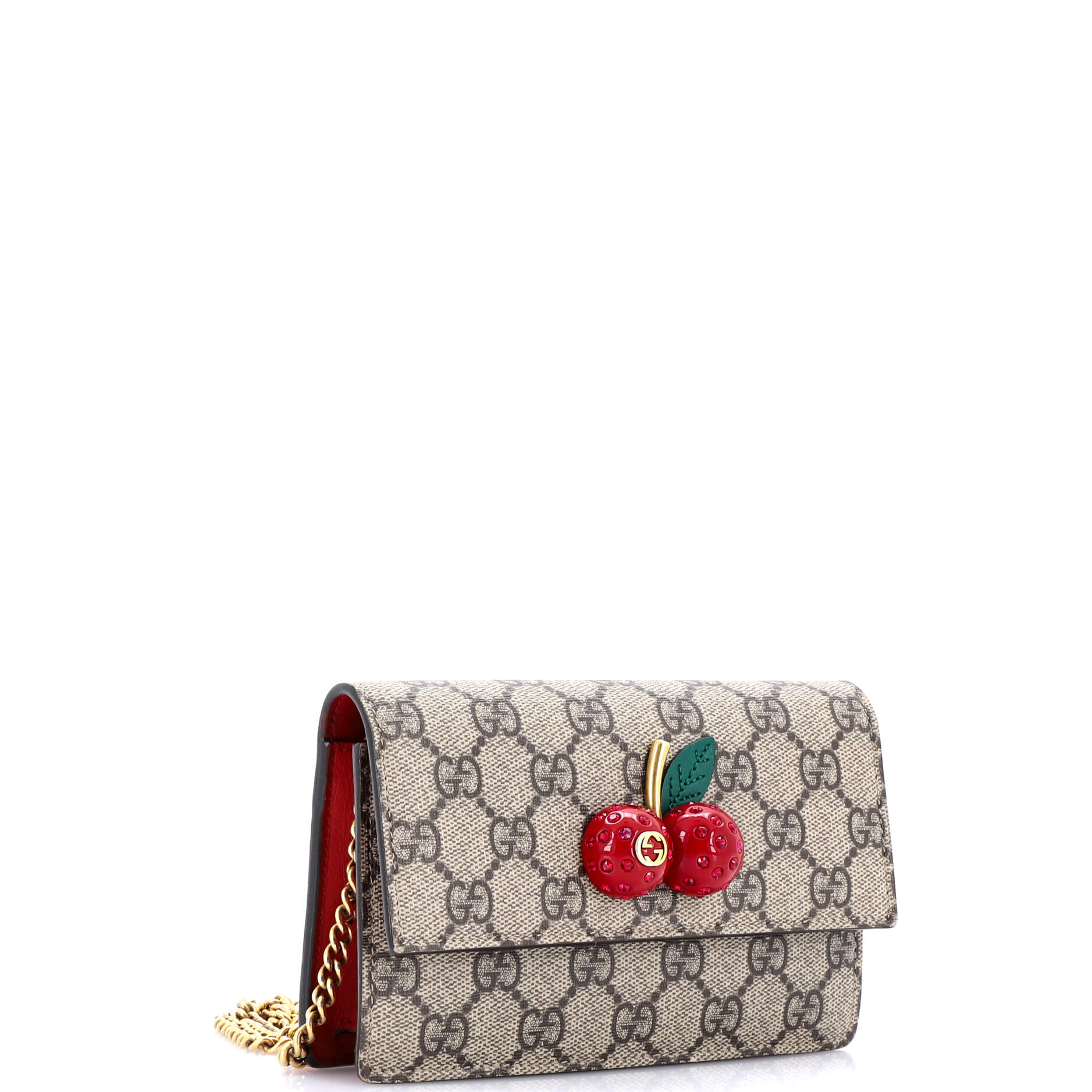 Cherries Wallet on Chain GG Coated Canvas Mini