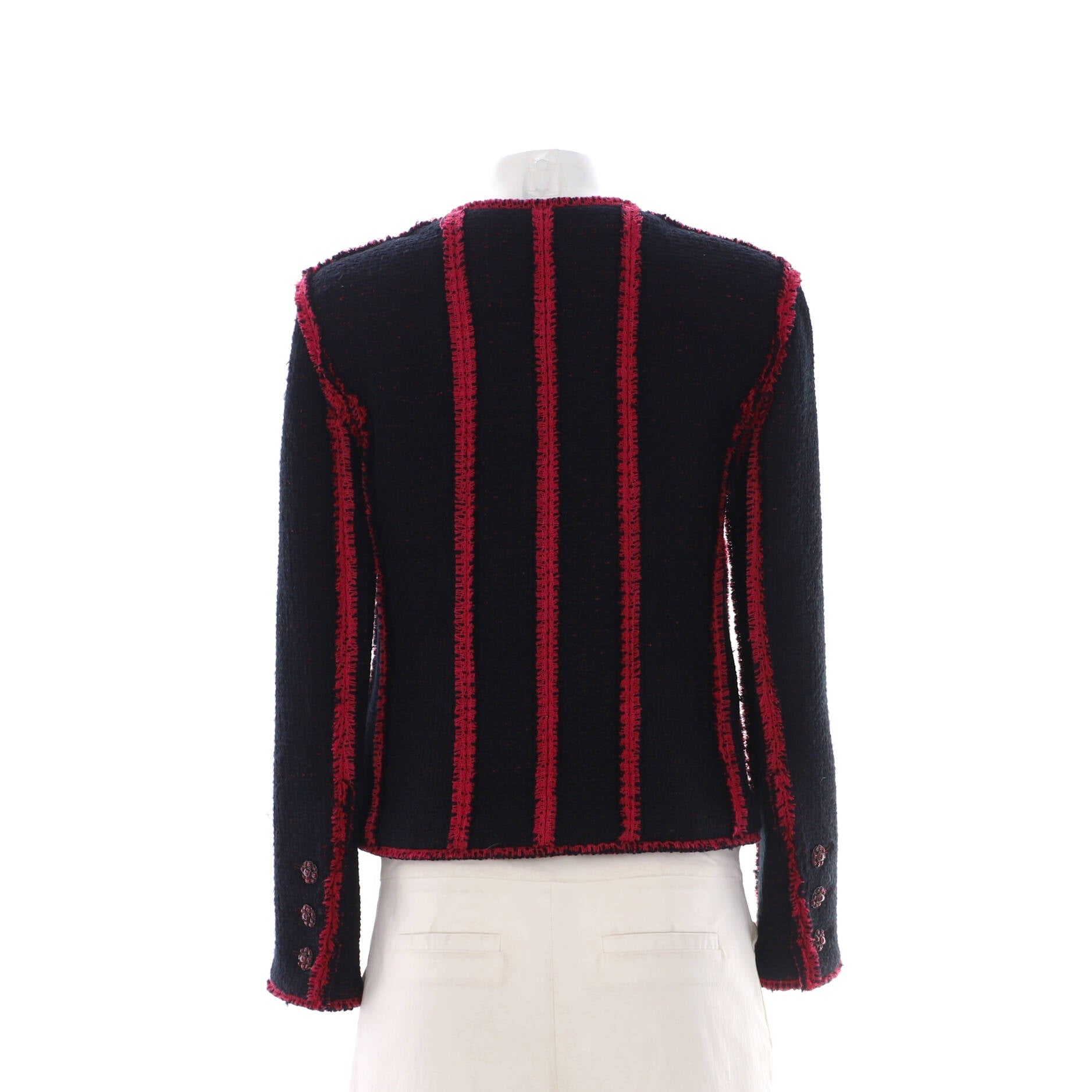 Women's Four Pocket Frayed Collarless Jacket Tweed