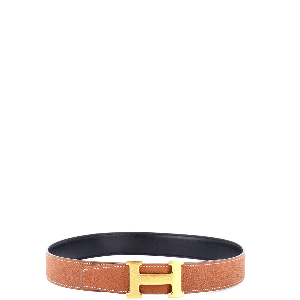 Constance Martelee H Reversible Belt Leather with Hammered Hardware Medium 80